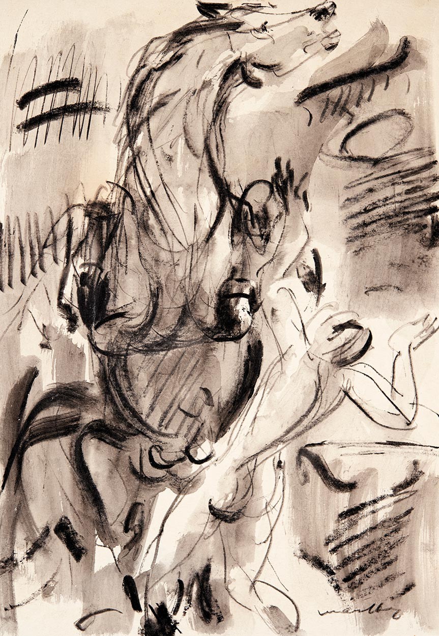 Márffy Ödön (1878-1959): Ágaskodó ló alakkal