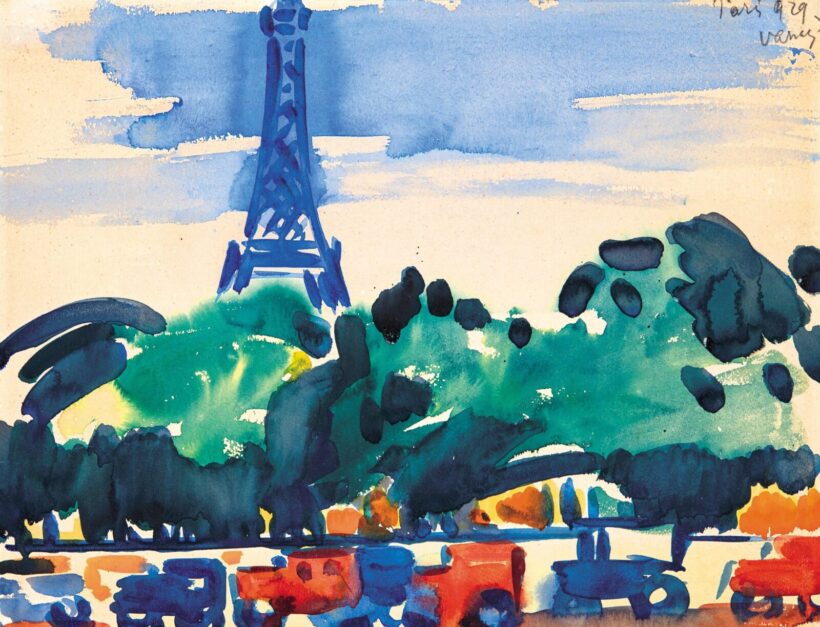 Vaszary János (1867-1939): Autók a Carrousel-tér mögött, Párizs, 1929
