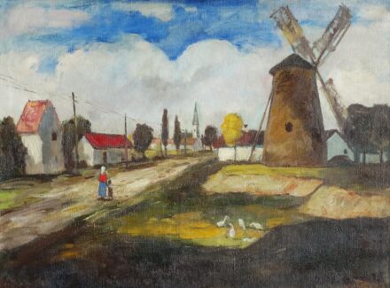 Iványi Grünwald Béla (1867-1940): Szélmalom a falu szélén