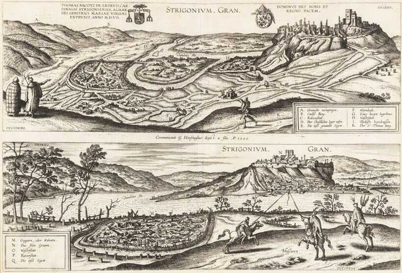 Jacob Hoefnagel: Strigonium. Gran. - Esztergom látképe, 1595