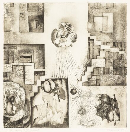 Maurer Dóra: Pompeji-sor 4. (Kiölt város), 1965
