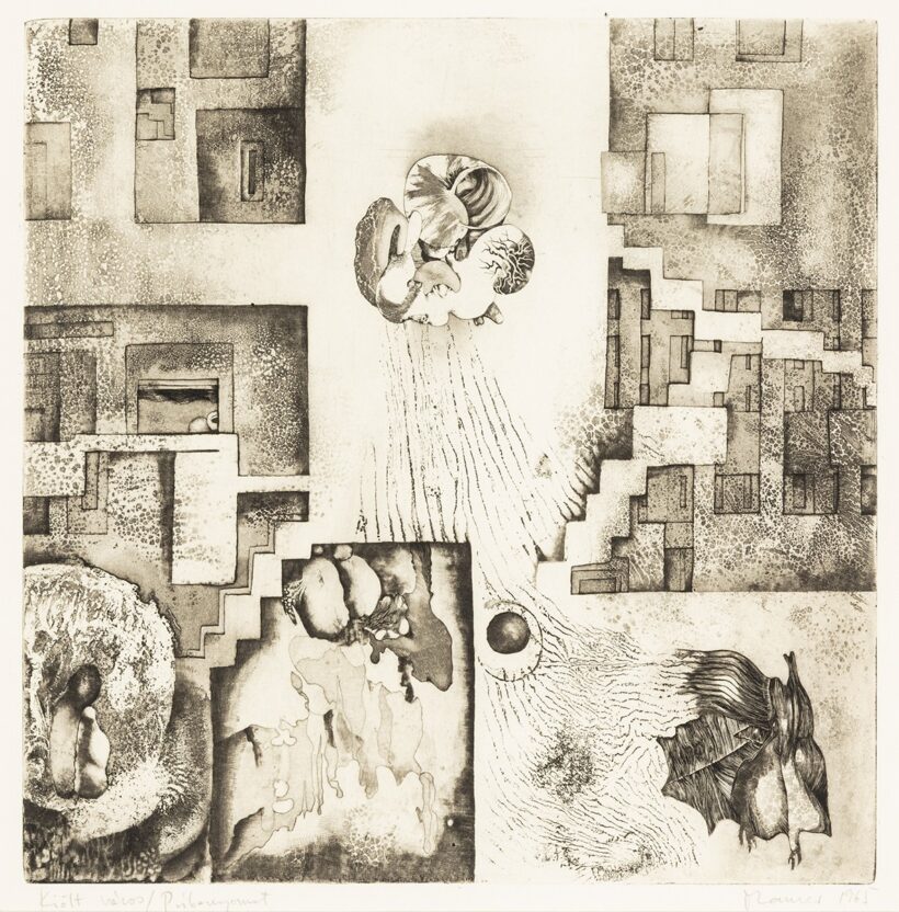 Maurer Dóra: Pompeji-sor 4. (Kiölt város), 1965