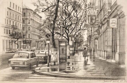 Mácsai István (1922-2005): Budapesti utca, 1982