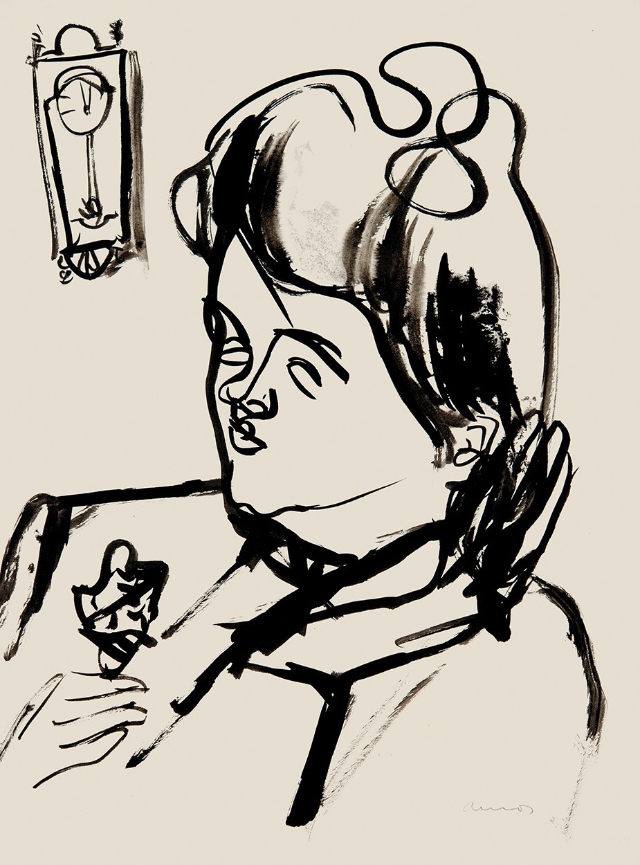 Ámos Imre (1907-1944): Lány virággal és faliórával