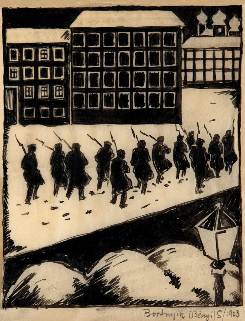 Bortnyik Sándor (1893-1976): A tizenkettő – Illusztráció Alekszandr Blok: A tizenkettő c. költeményéhez, Berlin, 1923