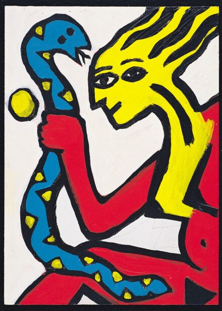 Wahorn András (1953): Nő kék kígyóval, 1987