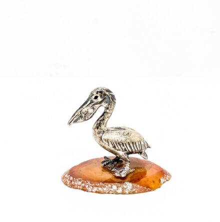 Ezüst miniatűr pelikán,  m: 4 cm, bruttó: 24 g