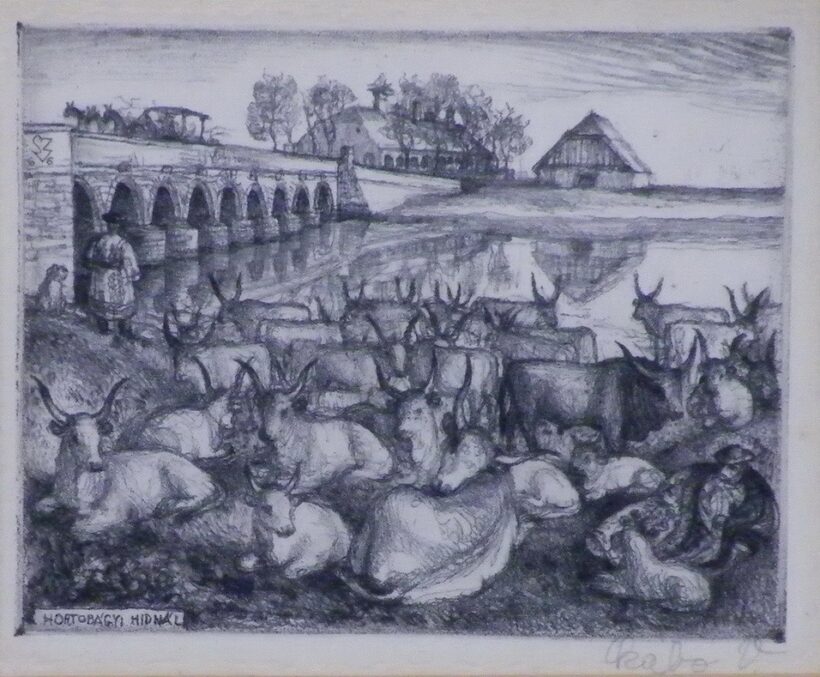 Szabó Vladimir (1905 - 1991): Hortobágyi hídnál, 1966