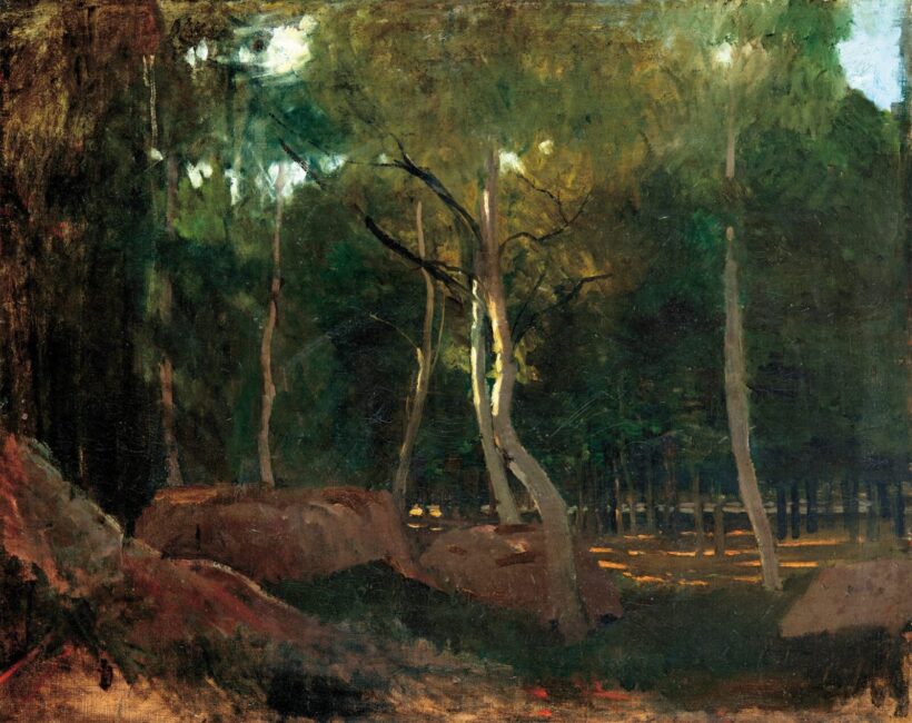 Paál László (1846-1879): Fontainebleau-i erdőrészlet sziklákkal, 1876 körül