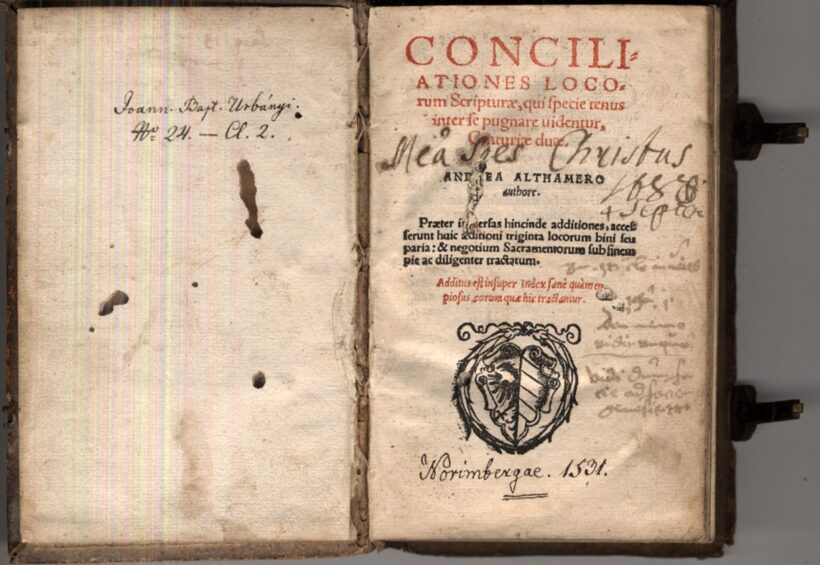 Antik könyvek. Althamer, Andreas Antik könyvek. Althamer, Andreas: Conciliationes locorum scripturae, qui specie tenus inter se pugnare videntur, Centuriae duae.