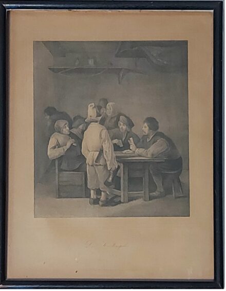 Kártyajátékos.  Kártyajátékos. Cornelis Bega után C. Mayer rézkarc.
