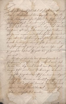 A Bécsi Haditanács (K. K. Hofkriegsrat) német nyelvű levele Dobosy huszár főhadnagy részére 1797-ből. A Bécsi Haditanács (K. K. Hofkriegsrat) német nyelvű levele Dobosy huszár főhadnagy részére 1797-ből.