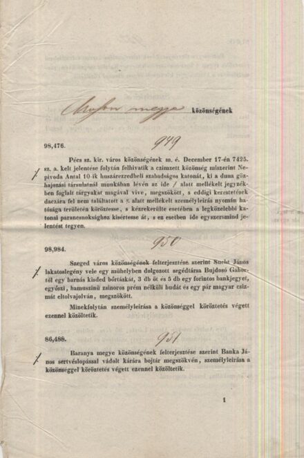 Kőrözvény 1864-ből. Kőrözvény 1864-ből.