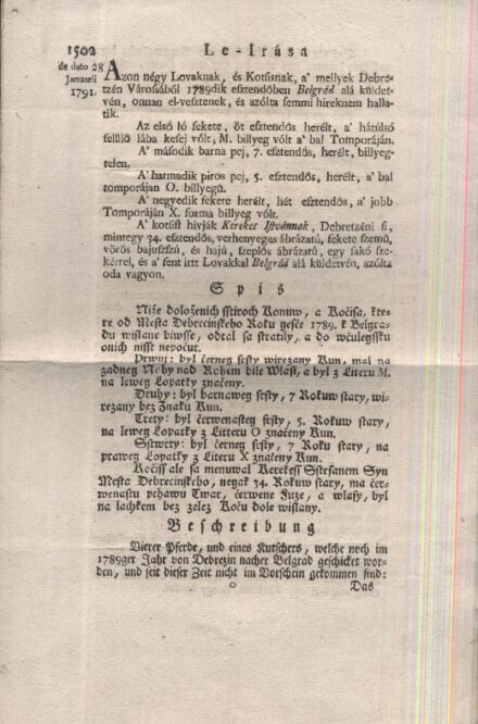 Kőrözvény. Magyar, német és szláv nyelvű kőrözvény 1791-ből. Kőrözvény. Magyar, német és szláv nyelvű kőrözvény 1791-ből.