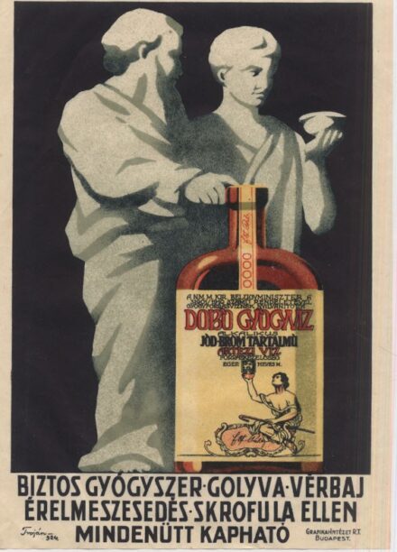 Kisplakát. Litografált villamos plakát. Eger, Dobó gyógyvíz.  Kisplakát. Litografált villamos plakát. Eger, Dobó gyógyvíz. Tervezte: Troján (Alfonz). 1924.
