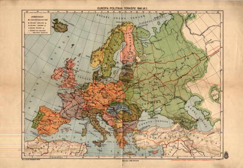 Európa politikai térképe. 1941. VI. 1.  Európa politikai térképe. 1941. VI. 1.