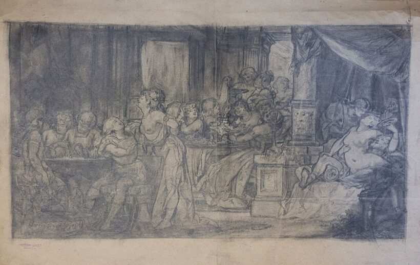 Grafika. Frecskay László (1844-1916) Grafika. Frecskay László (1844-1916): Dévaj társaság. Ceruza, papír. J.n.