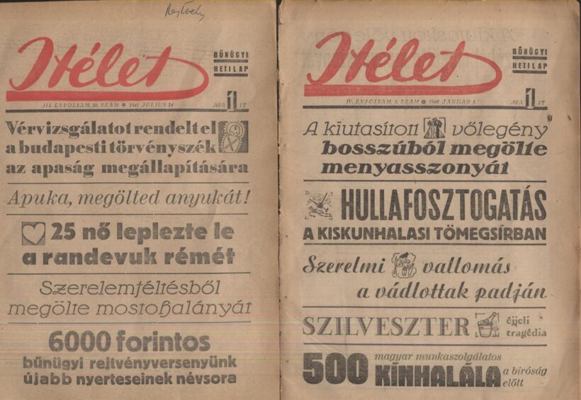 Itélet. Bűnügyi hetilap. (Népbírósági Közlöny.) 1947-1948. Itélet. Bűnügyi hetilap. (Népbírósági Közlöny.) 1947. III. évf. 30. és 1948. 1. szám. Szerk. Hajdú Endre. Szórványszámok, 2 db.