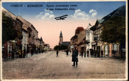 Zombor, Sombor. Utcakép repülőgéppel. Kralja Aleksandra ulica. Zombor, Sombor. Utcakép repülőgéppel. Kralja Aleksandra ulica.