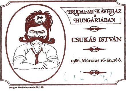 Csukás István (1936-2020)  Csukás István (1936-2020) költő, író autográf aláírásával ellátott meghívó az író önálló estjére 1986-ból.