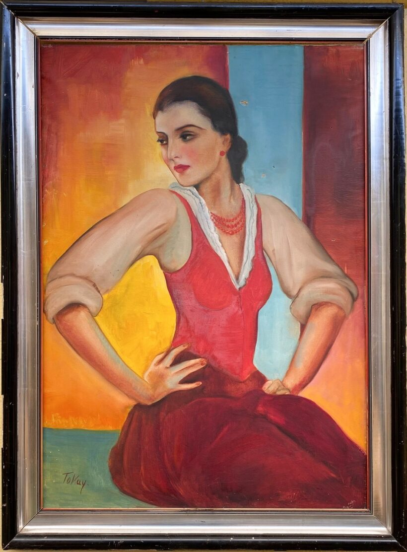 Tokay Ilona (1907-1988): Art deco női portré - Image 2