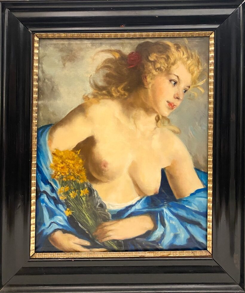 Szánthó Mária (1897-1988): Szőke lány virágcsokorral - Image 2