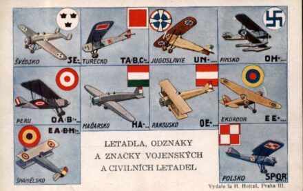 Repülés, aviatika. Cseh nyelvű, háború előtti repülős felségjelzéseket bemutató lap. Repülés, aviatika. Cseh nyelvű, háború előtti repülős felségjelzéseket bemutató lap.