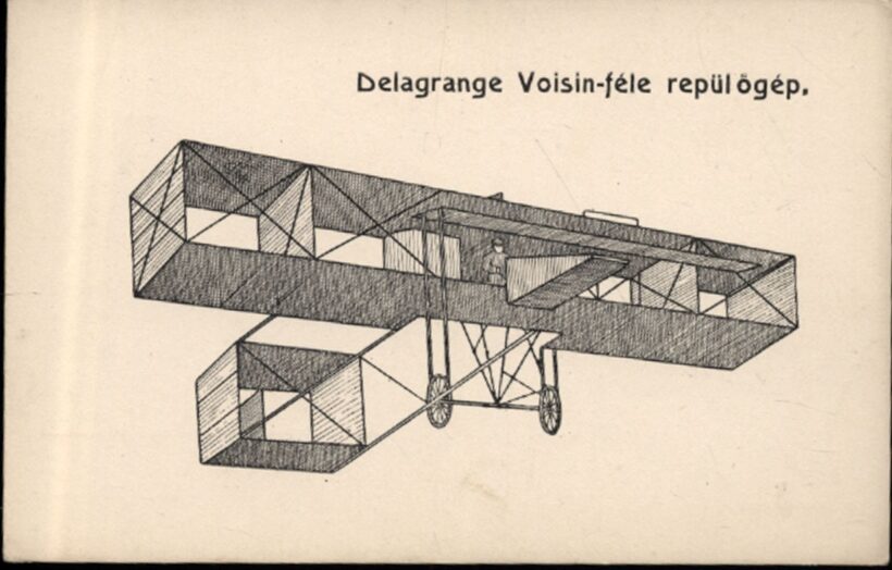 Repülés, aviatika. Delagrange Voisin-féle repülőgép. Repülés, aviatika. Delagrange Voisin-féle repülőgép.