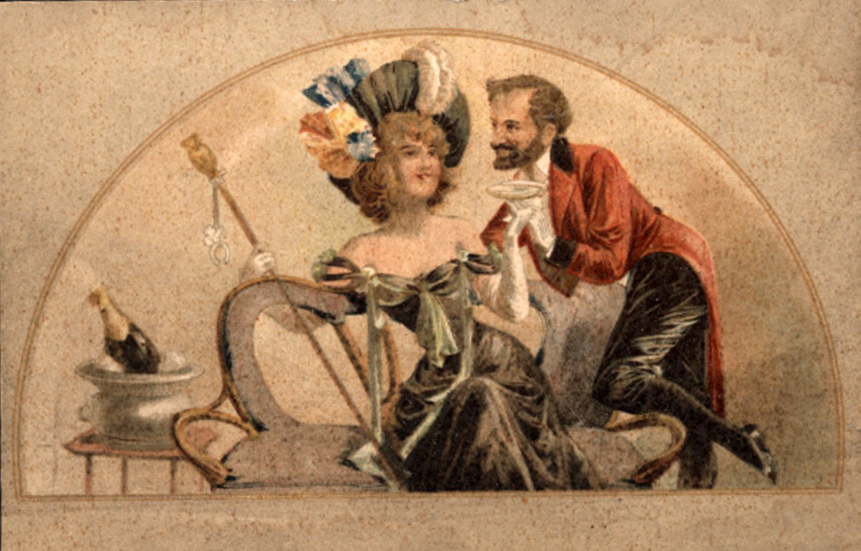 Századfordulós motívum-lap, Századfordulós motívum-lap, verzóján Saád István Szent Rókus gyógyszertár reklámjával. Érsekújvár, Hóvirág szappan, crém és puder.