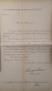 Schweiger Márton (1834-1905) Schweiger Márton (1834-1905), az Izraeliták Országos Irodájának elnökének aláírásával ellátott levél a pécsi izraelita hitközség számára 1896-ból.