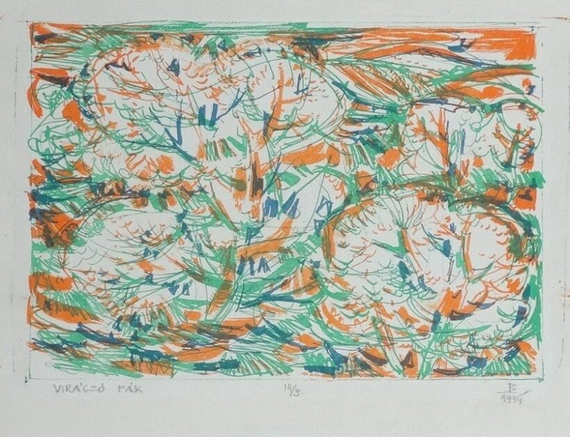 Bizse János (1920-1981): Virágzó fák III/3, 1974