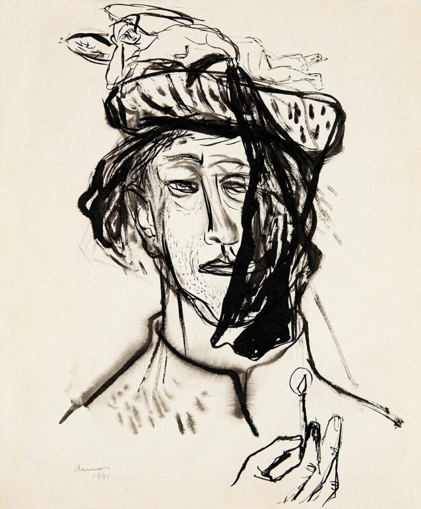 Ámos Imre (1907-1944): Önarckép angyallal, 1941