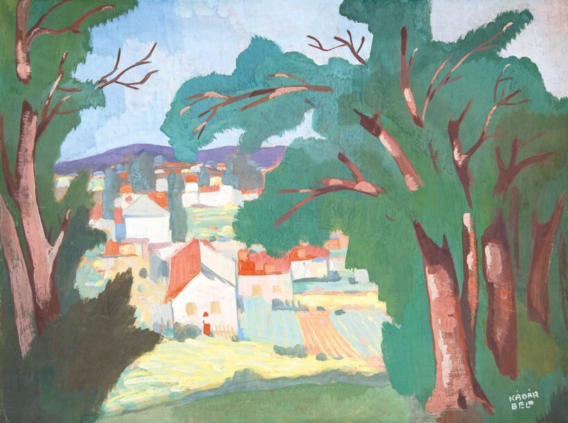 Kádár Béla (1877-1956): Táj házakkal, 1910 körül