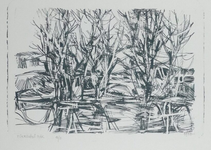 Bizse János (1920-1981) : Tükröződő fák 10/2, 1997