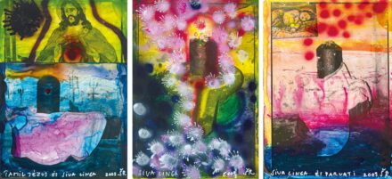 Swierkiewicz Róbert (1942-2019): Tamil Jézus és Siva Linga, Siva Linga, Siva Linga és Parvati, 2003 - 3 műalkotás