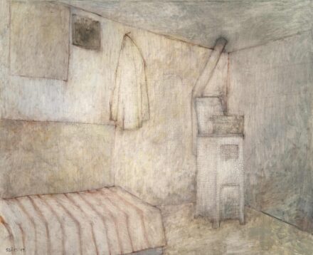 Szüts Miklós (1945): Szoba fehér sámlival, 1997