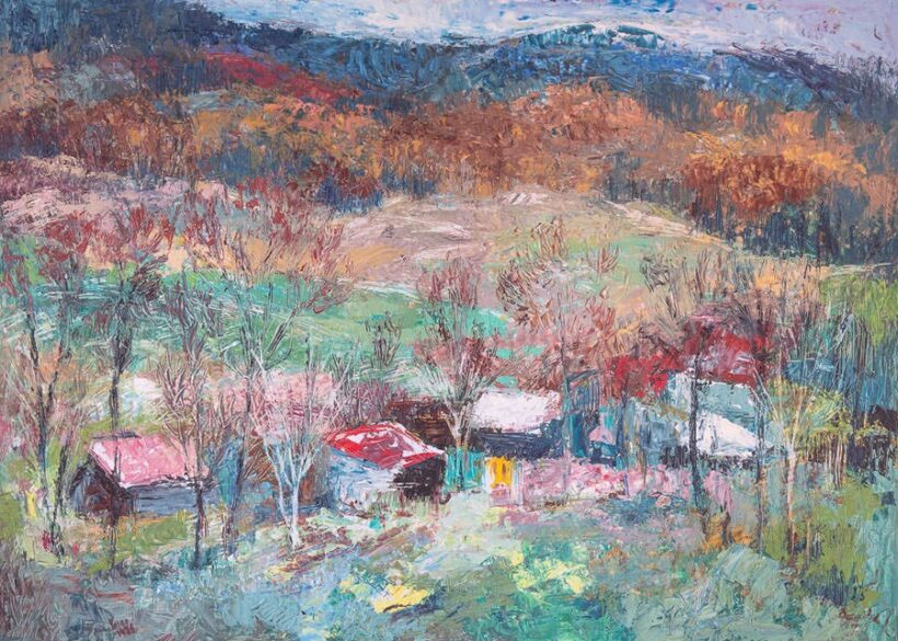 Varga József(1922-2021): Házak völgyben, 1986