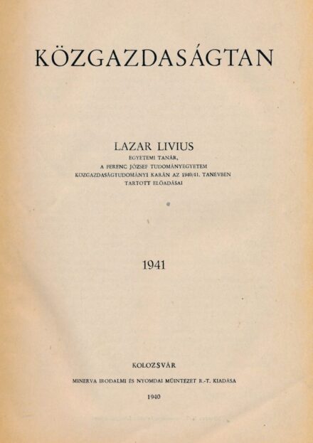 Lazar, Livius Lazar, Livius: Közgazdaságtan.