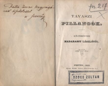 Madarassy László Madarassy László: Tavaszi pillangók. Költemények. Dedikált példány.