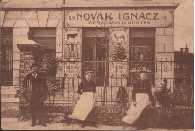 Budapest. Özv. Novák Ignáczné mészáros és hentes üzlete. Budapest. Özv. Novák Ignáczné mészáros és hentes üzlete.