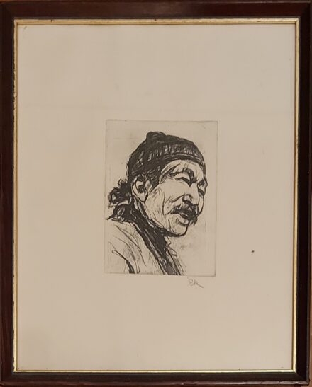 Ék Sándor (1902-1975): Keleti férfi portréja.  Ék Sándor (1902-1975): Keleti férfi portréja. Rézkarc. Jelzett, j.l.