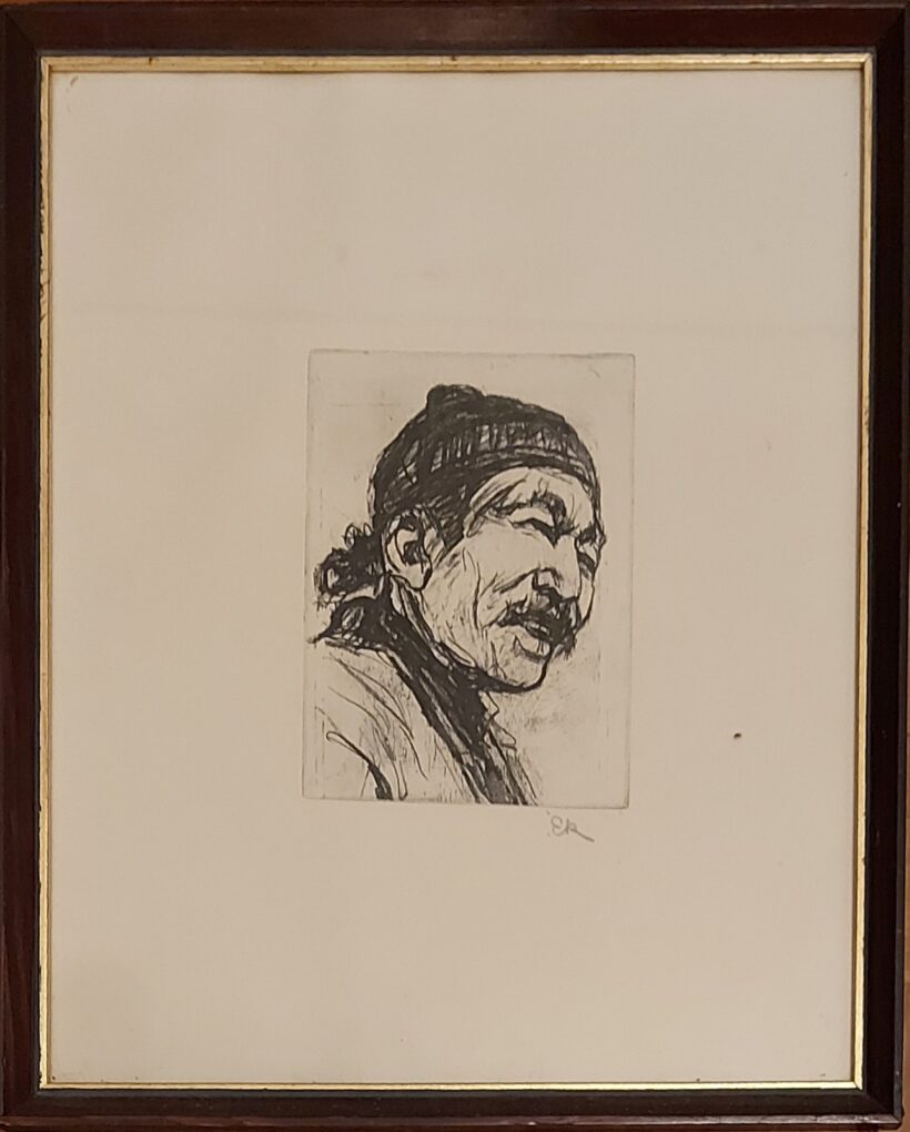 Ék Sándor (1902-1975): Keleti férfi portréja.  Ék Sándor (1902-1975): Keleti férfi portréja. Rézkarc. Jelzett, j.l.