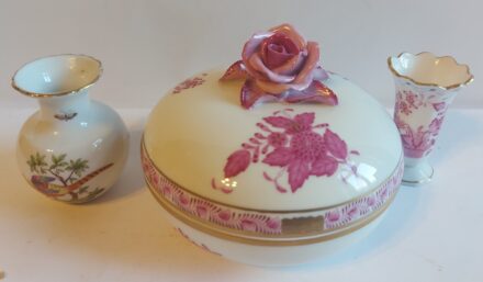 Herendi porcelán mini "tételek". Herendi porcelán mini "tételek". 3 db. Jelzett.