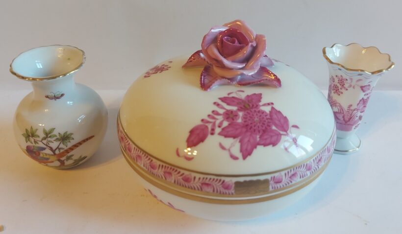 Herendi porcelán mini "tételek". Herendi porcelán mini "tételek". 3 db. Jelzett.