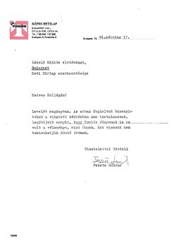 Fekete Sándor (1927-2001) Fekete Sándor (1927-2001) író, újságíró, irodalomtörténész gépelt, aláírt levele László Miklósnak, az Esti Hírlap munkatársának címezve 1981-ből.
