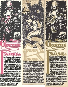 Könyvjelző. Kner könyvjelzők Örkényi Antal grafikájával, 3 db.  Könyvjelző. Kner könyvjelzők Örkényi Antal grafikájával, 3 db.