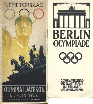 Berlin, 1936. Németország. Olimpiai játékok.  Berlin, 1936. Németország. Olimpiai játékok. Berlin 1936. Tájékoztató kiadvány. A borító Franz Würbel munkája. + Berlin. Olympiade. Német, angol, francia nyelvű idegenforgalmi tájékoztató kiadvány.