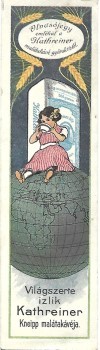 Könyvjelző. Kathreiner kávé.  Könyvjelző. Kathreiner kávé. Világszerte izlik Kathreiner Kneipp malátakávéja. Olvasójegy emlékül a Kathreiner malátakávé gyárak r.t-től.