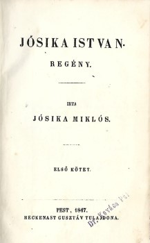 Jósika Miklós Jósika Miklós: Jósika István. Regény. I-V. kötet (2 kötetbe kötve). Teljes. Hegyeshalmi Lajos (1862-1925) politikus, kereskedelemügyi- és pénzügyminiszter, országgyűlési képviselő ex libriszével. Első kiadás.