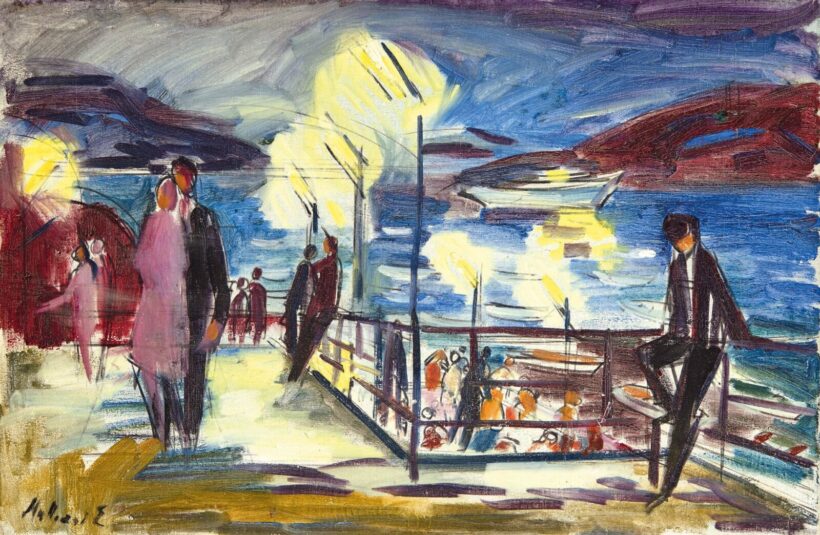 Mattioni Eszter (1902-1993): Esti fények a mólón